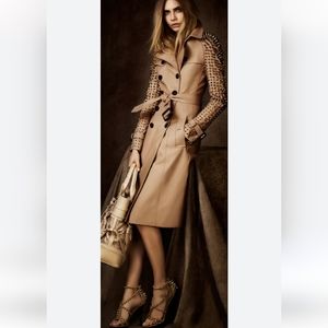 BURBERRY prorsum S 38IT 2 4 spikes studded Silver hardware khaki gabardine Italy